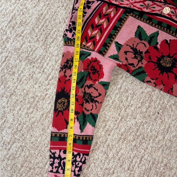 Farm Rio Floral Knit Cardigan Sweater - Pink and Red - Picture 12 of 17